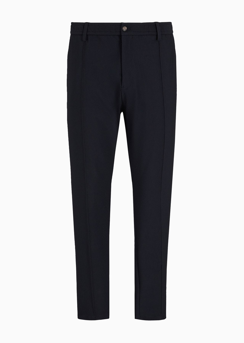 3D-effect micro-pattern technical-jersey trousers with ribbing 1