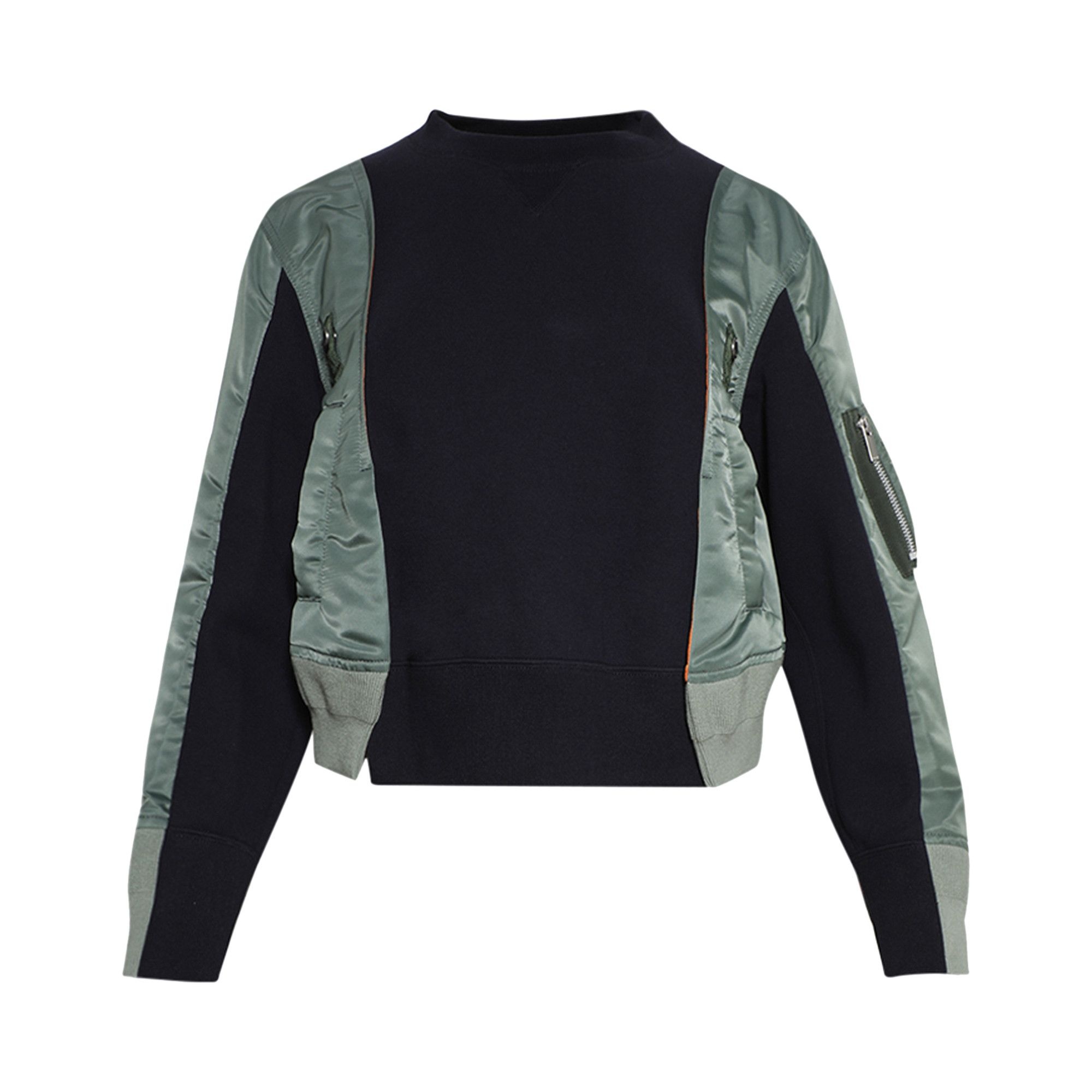 Sacai Nylon Twill x Sponge Sweat Pullover 'Navy/Khaki' - 1