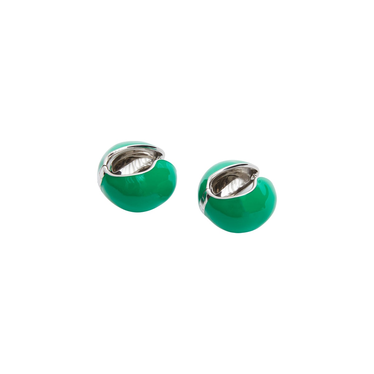 LACQUERED LOGO EARRINGS (GREEN) - 2