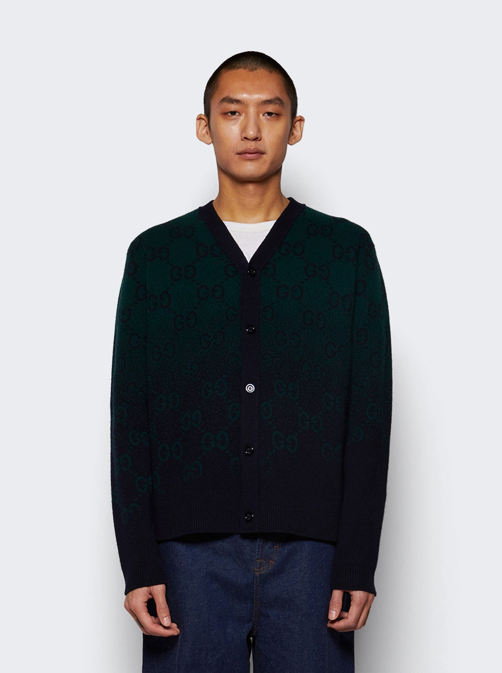 Jacquard Cardigan Green And Navy - 3