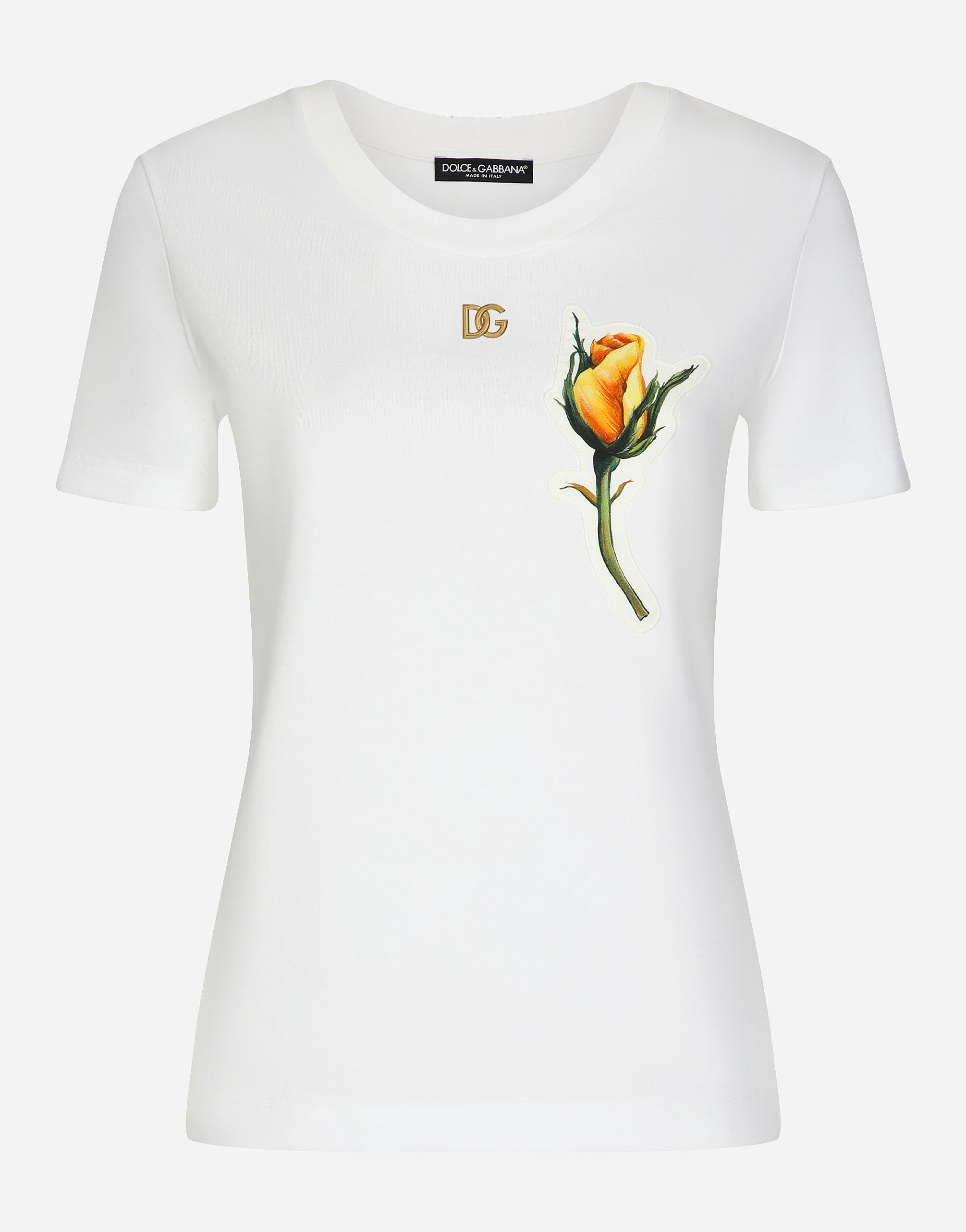 Dolce & Gabbana DGロゴ フローラルエンブロイダリー Tシャツ dolce-gabbana-logo-embroidered