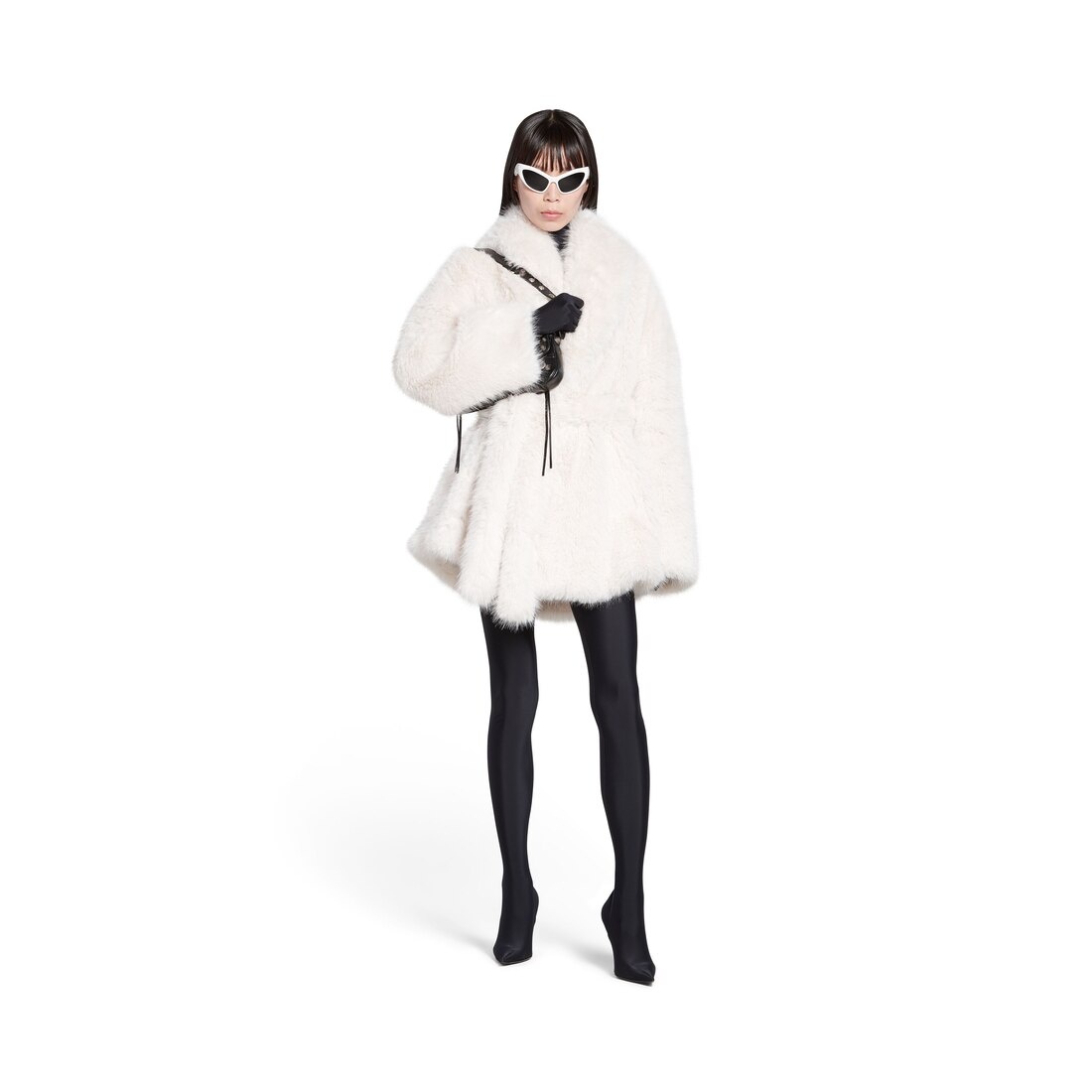 Women's Cocoon Wrap Coat in Light Beige - 2
