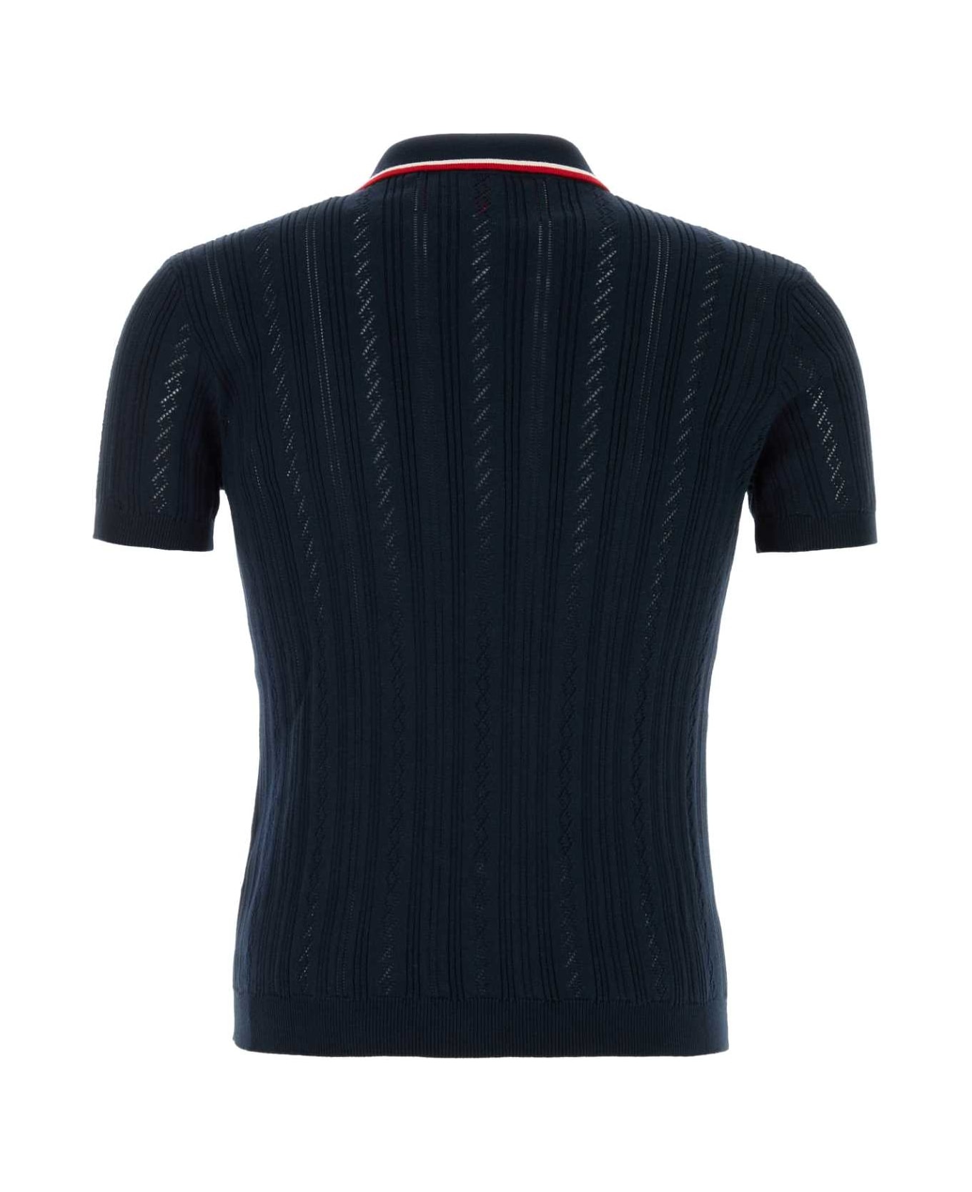 Navy Blue Cotton Polo Shirt - 2