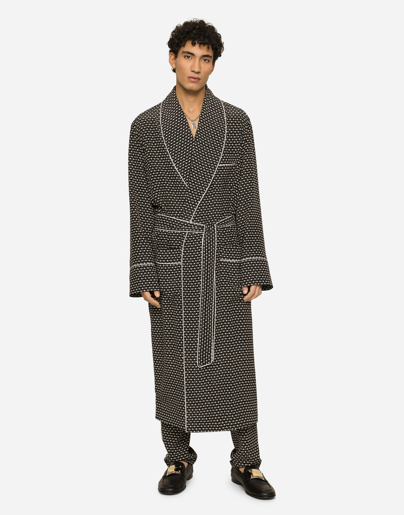 Dolce & Gabbana Crepe de chine robe with DG logo print outlook
