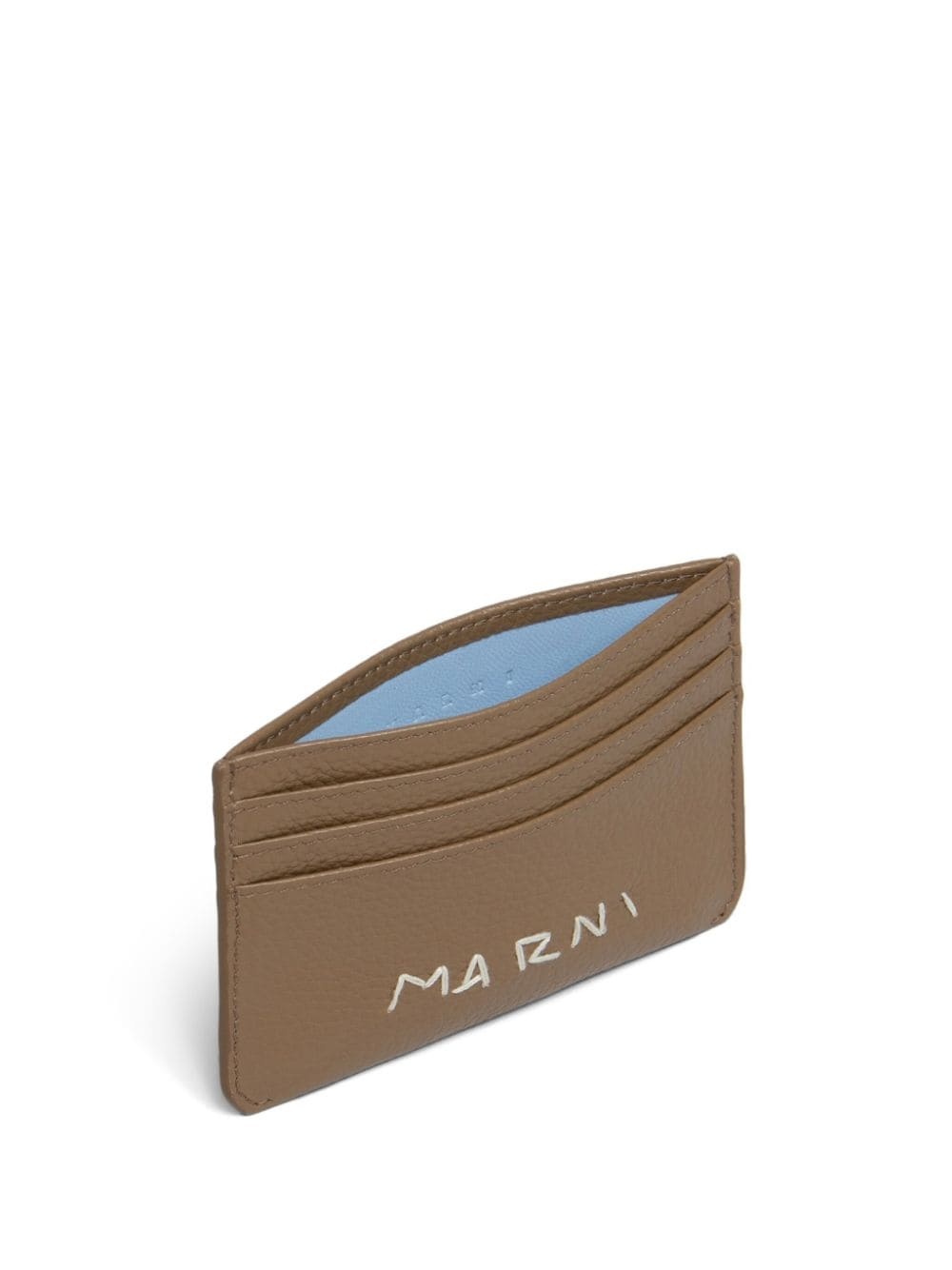 logo-embroidered leather card holder - 3