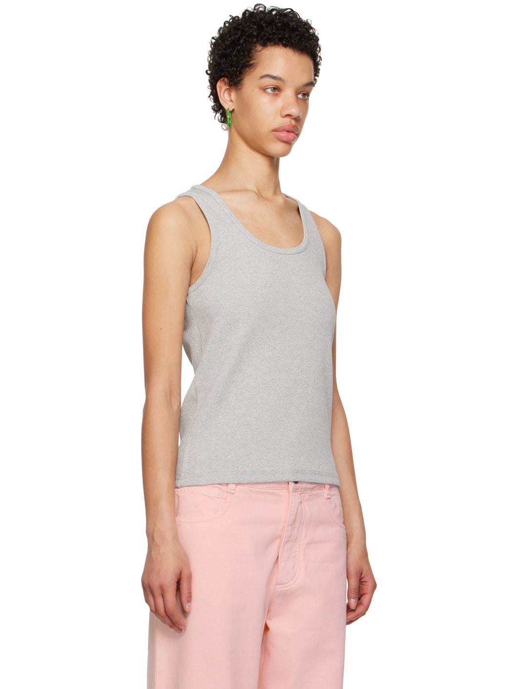 Gray Scoop Tank Top - 2