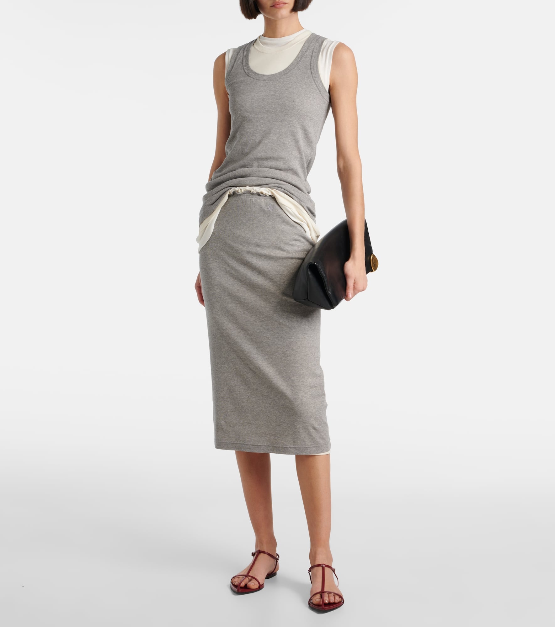 Layered jersey midi skirt - 2