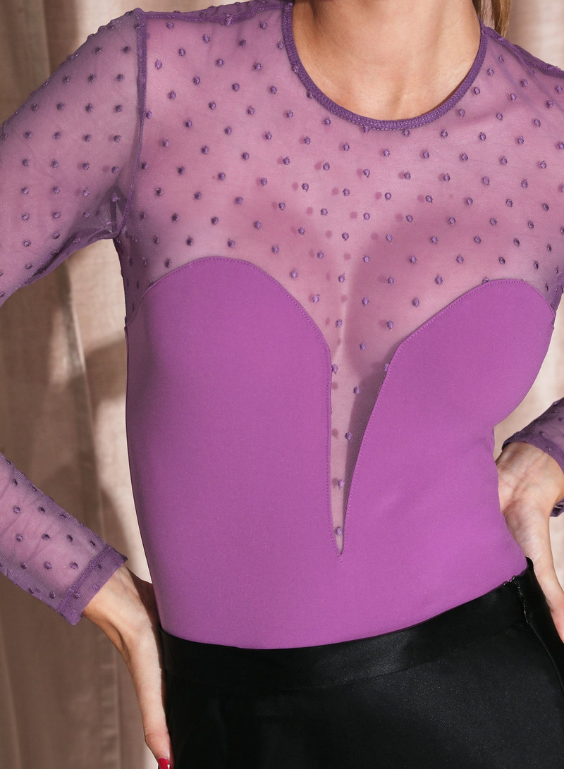 Fleur du Mal Dotty Jersey Plunge Bodysuit outlook