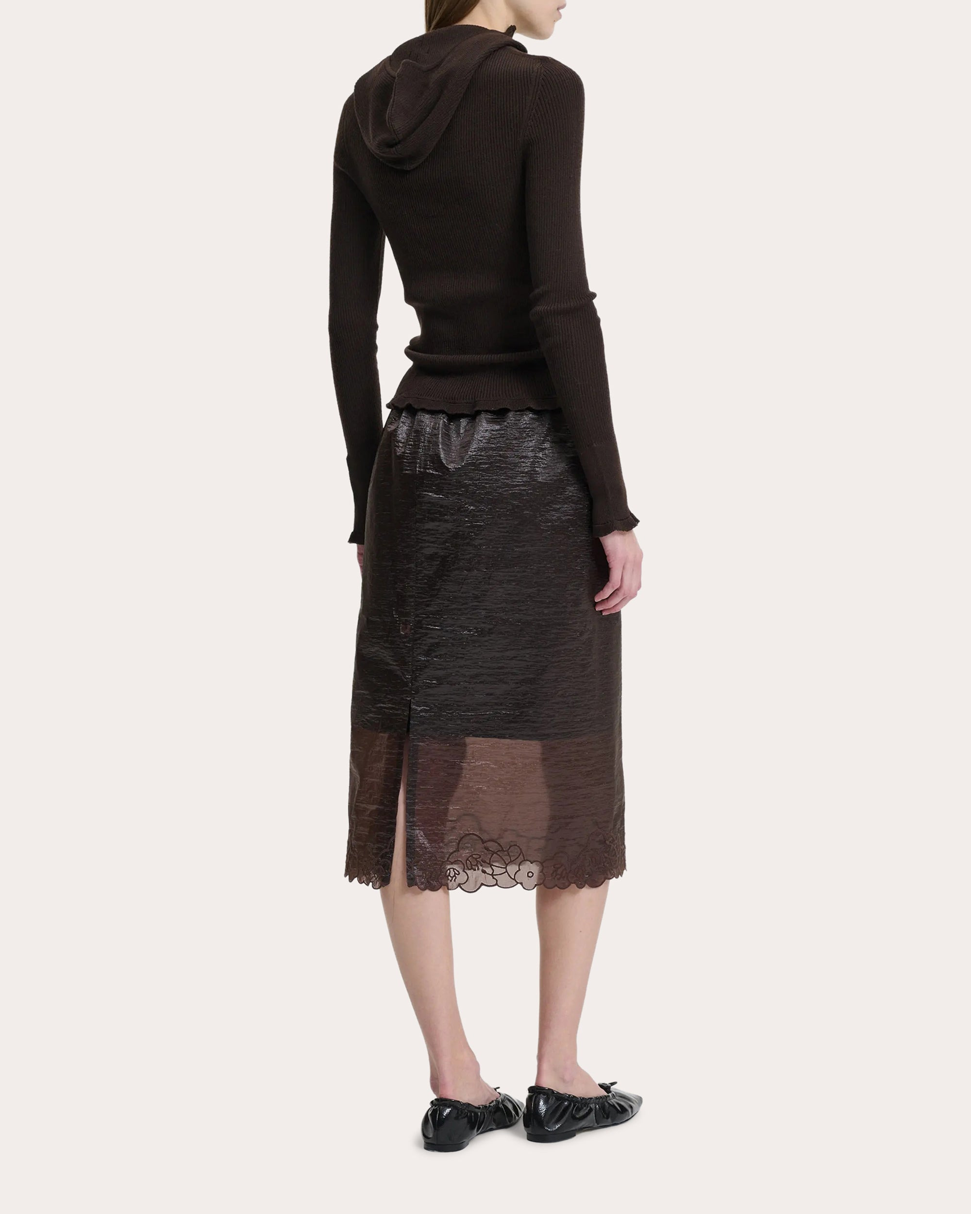 Bria Embroidered Floral Liquid Myrtia Pencil Skirt - 2