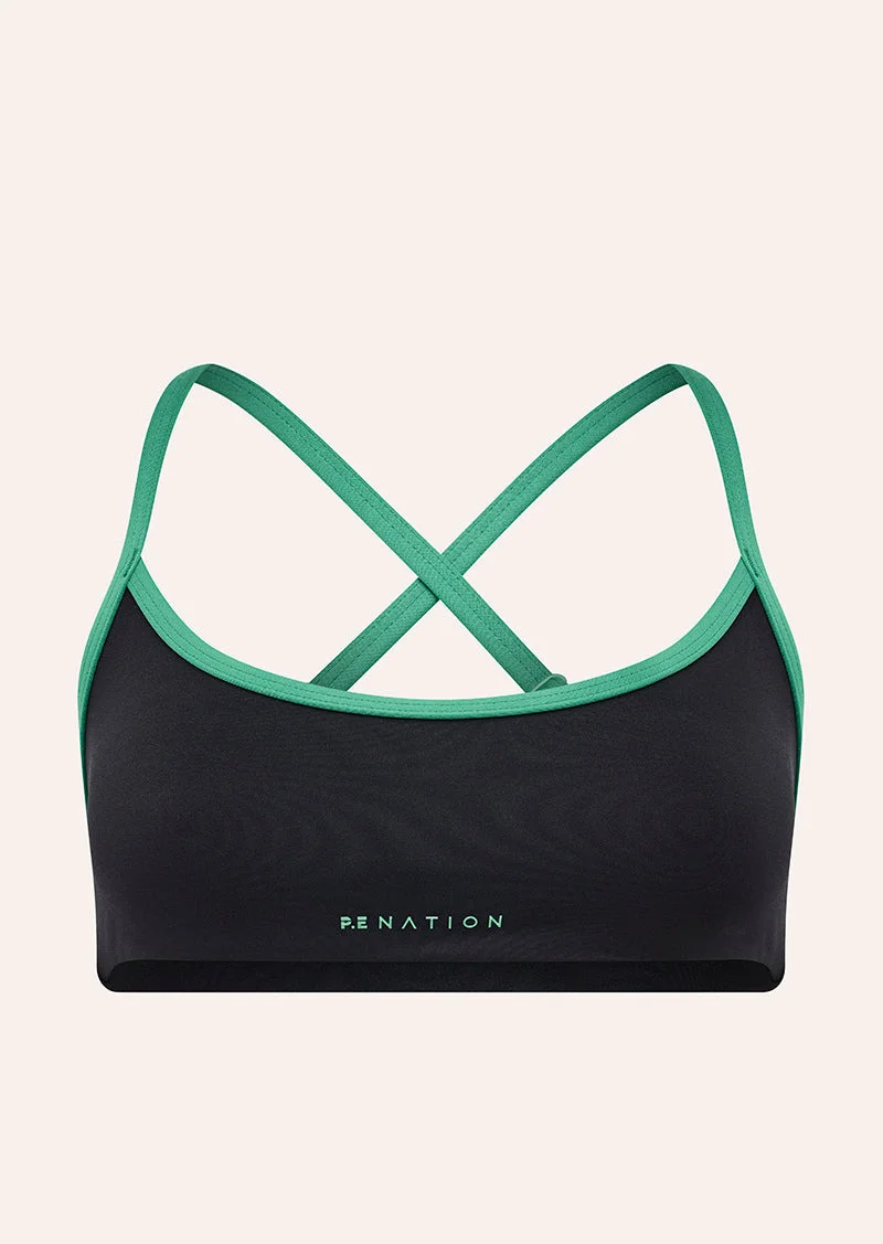 REVEAL SPORTS BRA IN BLACK & AMAZON - 1