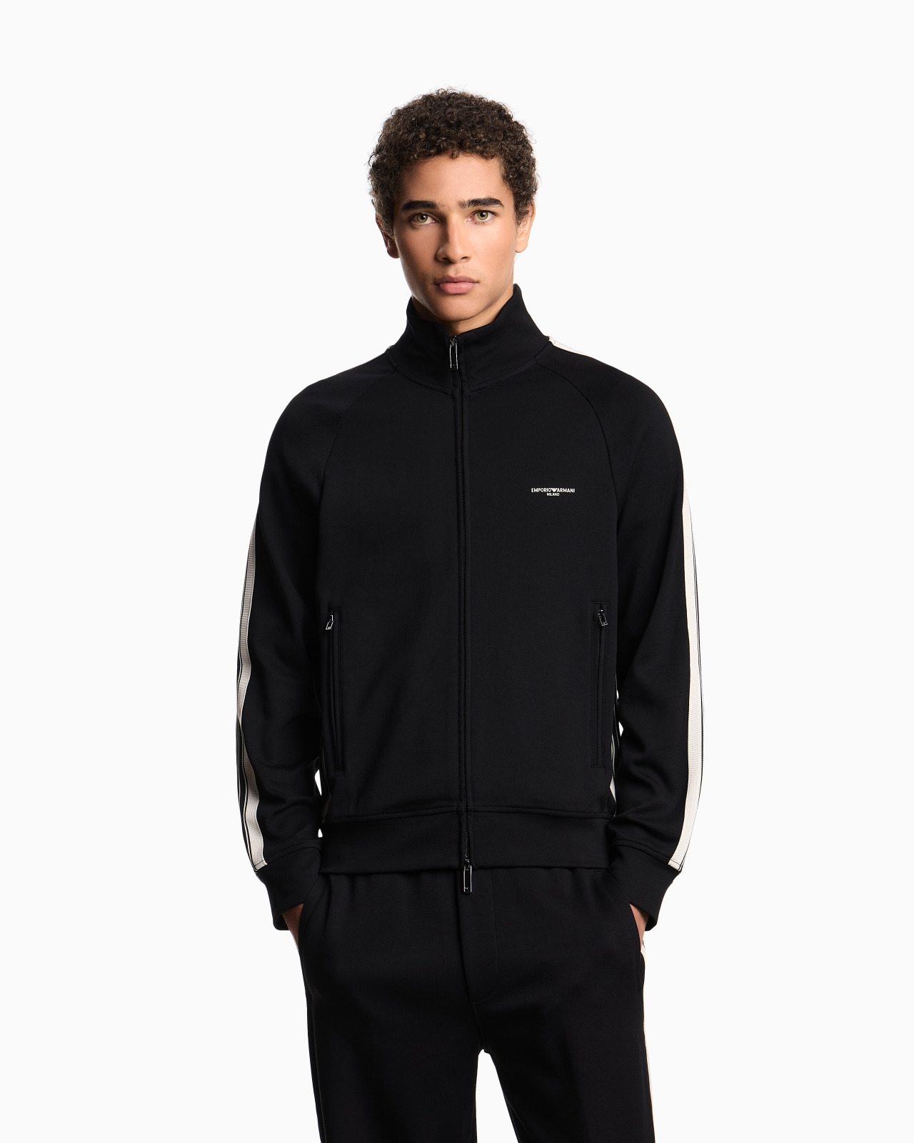 ASV FULL-ZIP SWEATSHIRT IN JERSEY WITH CONTRASTING BANDS - 4