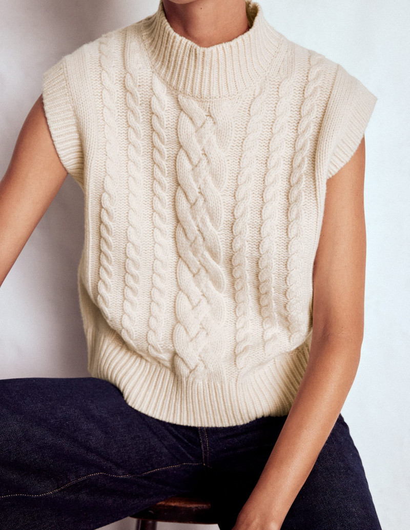 Amara Merino Cable Vest-Warm Ivory 6
