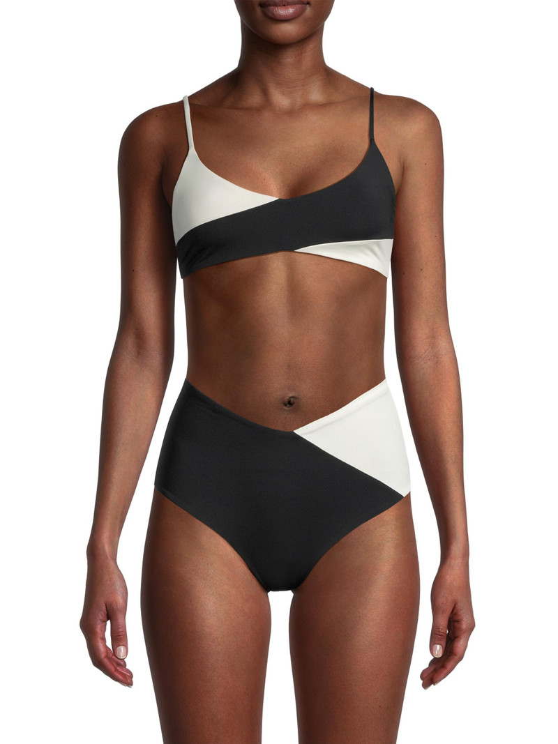 Women's High Tide Bralette Bikini Top - Black Cream 3