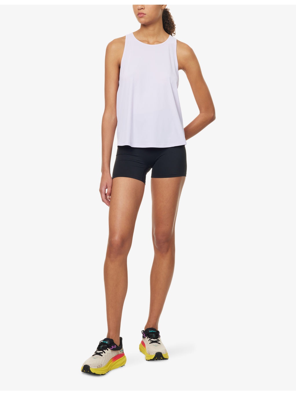 Ruched Racerback Flared Stretch-Woven Top - 2