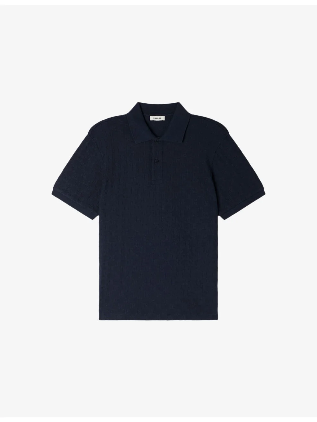 Grid-Pattern Short-Sleeved Cotton Polo Shirt - 1