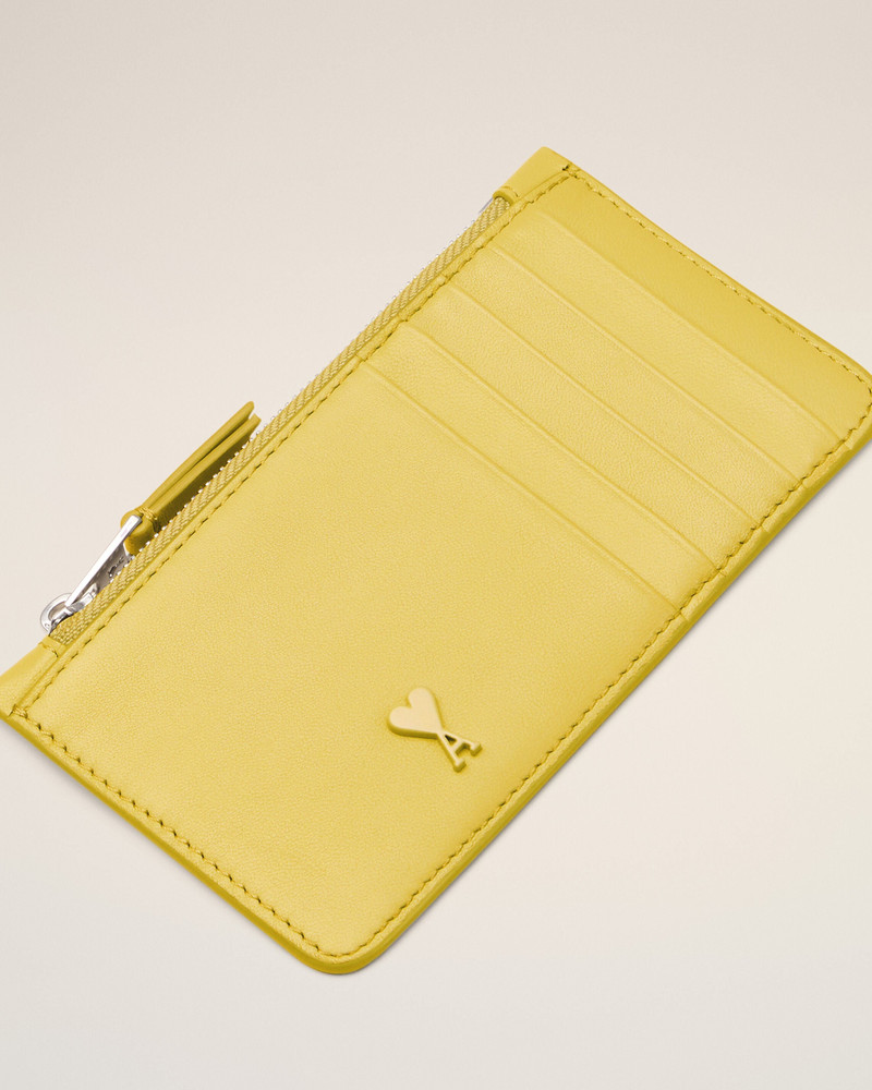 YELLOW COWHIDE LEATHER AMI DE COEUR ZIPPED CARD HOLDER 3