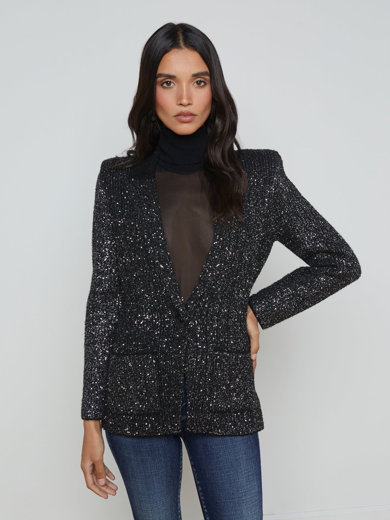 L'AGENCE Leonora Sequin Knit Blazer outlook
