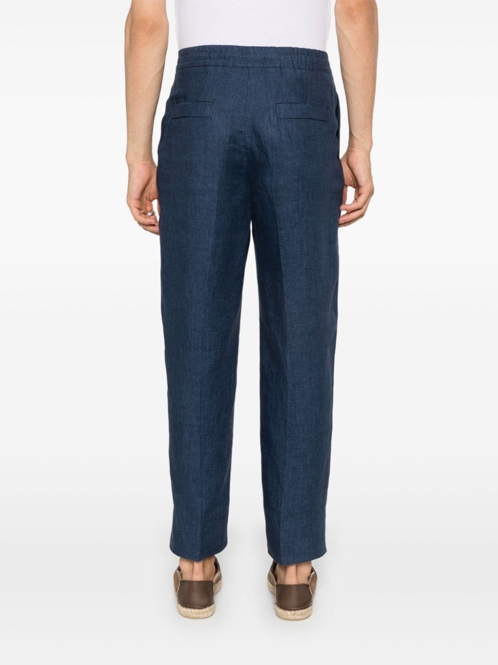 linen straight-leg trousers - 4