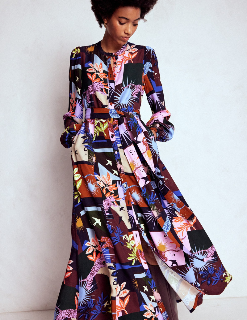 Mae Occasion Maxi Shirt Dress-Multi, Cosmic Savanna 5