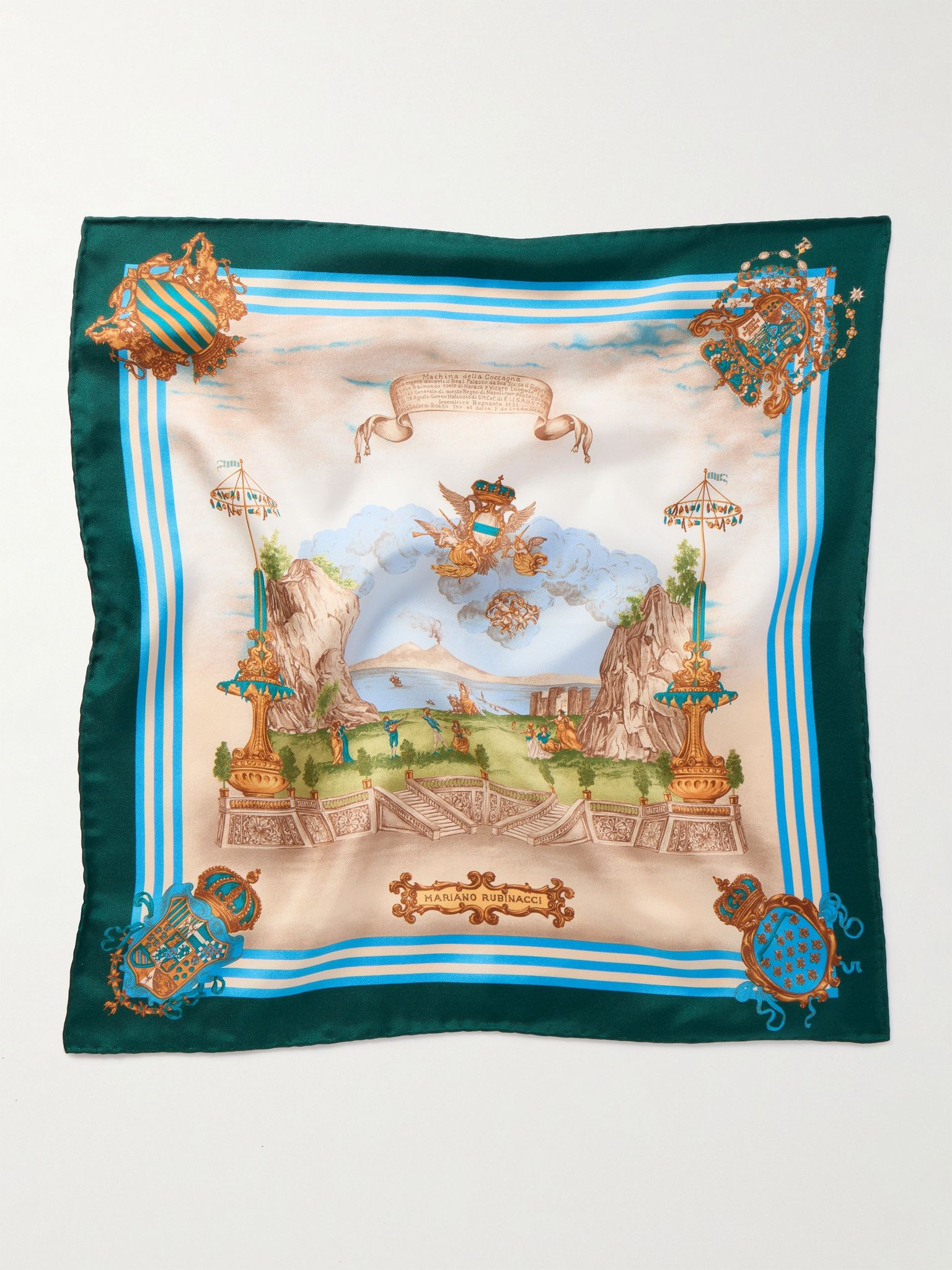 Oronomant Cuccagna Printed Silk-Twill Pocket Square Blue - 2