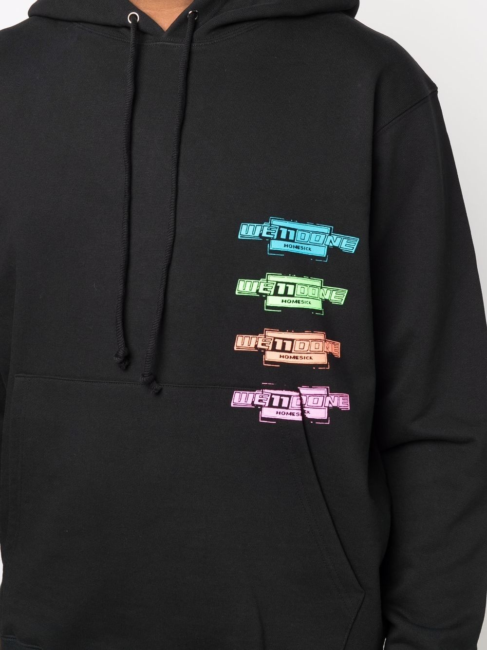 multi-logo cotton hoodie - 5