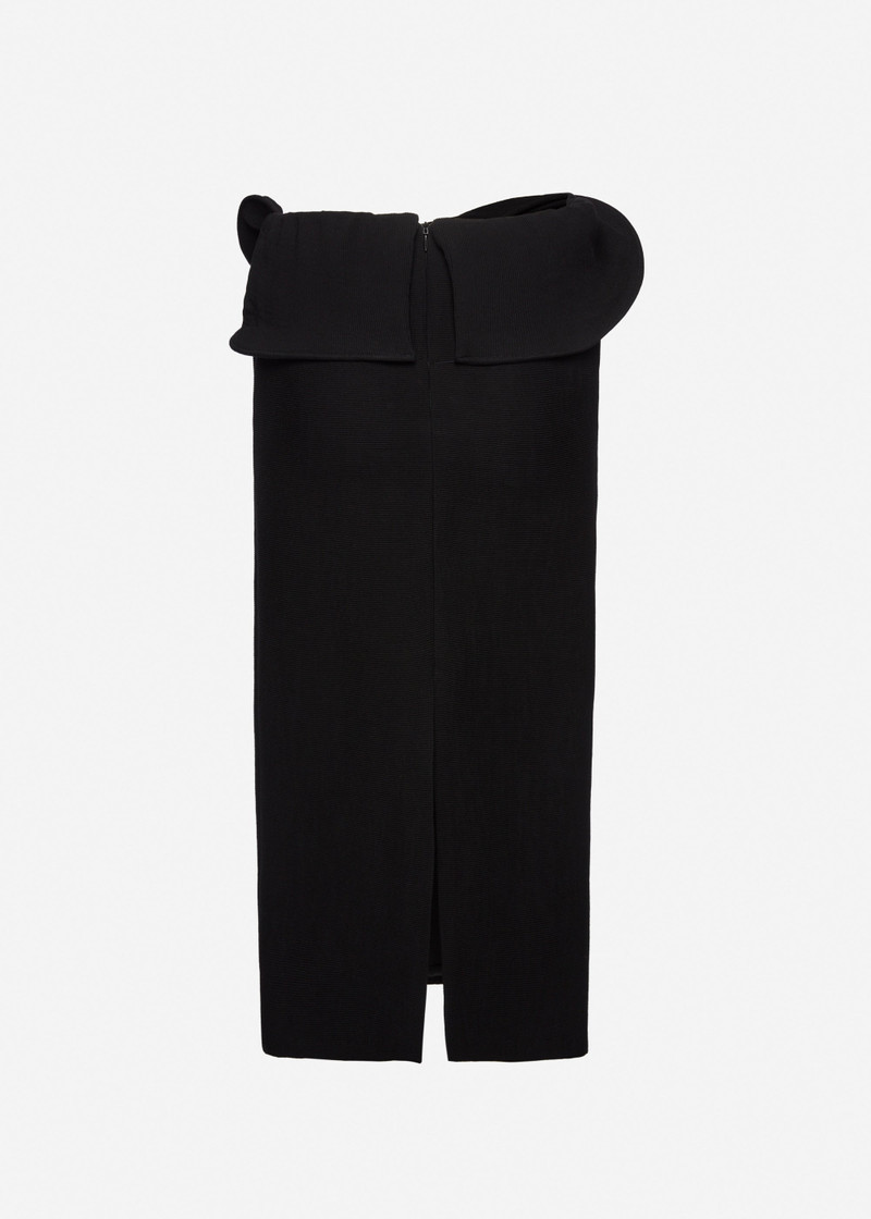 Midi skirt with hand-twisted flower detail in black 2