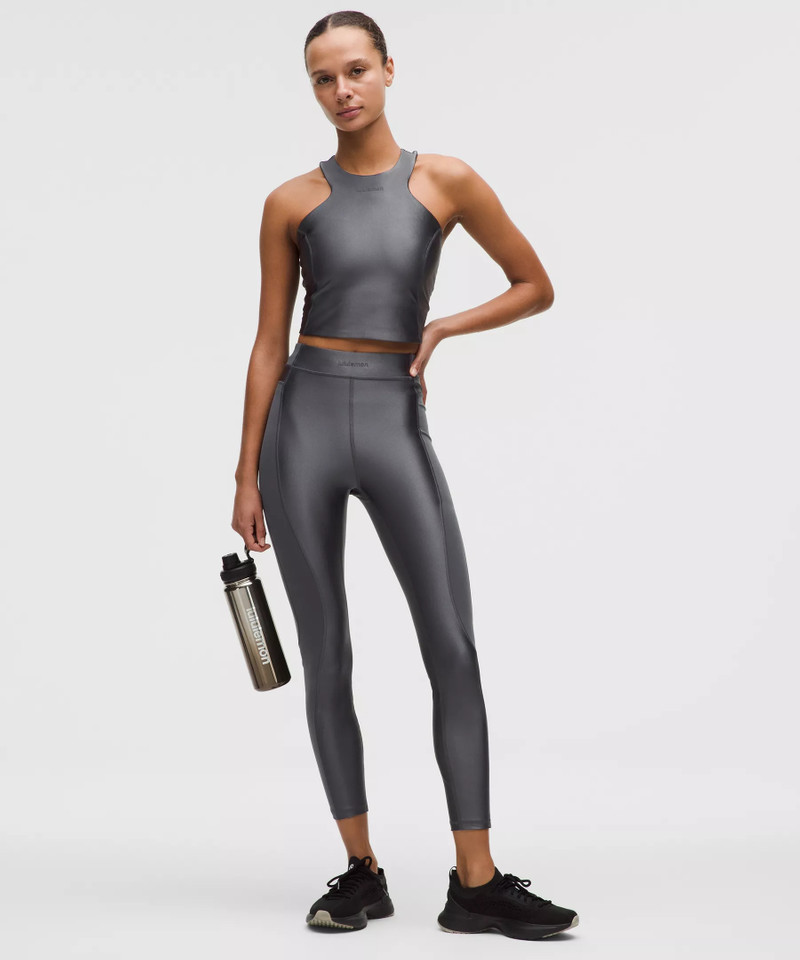 Satin Shine Panelled High-Rise Tight 25" *Wordmark 1