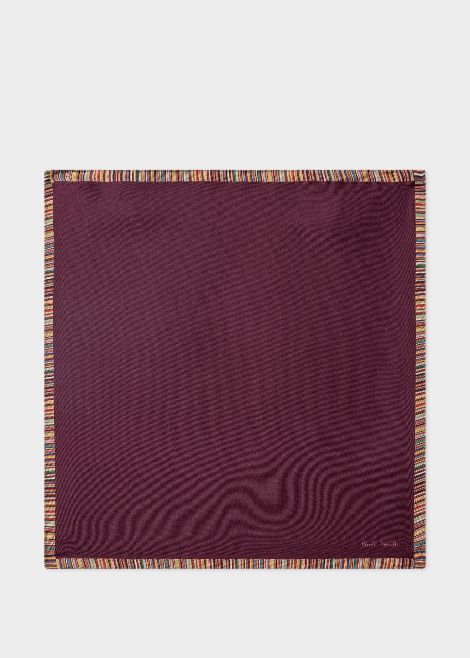 Maroon 'Signature Stripe' Silk Pocket Square - 1