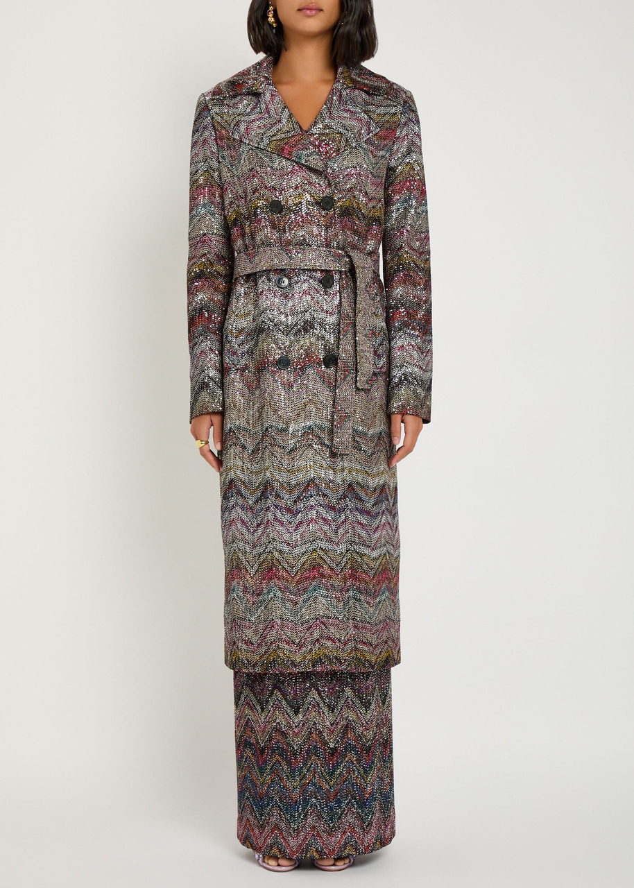 Missoni Embellished Zigzag-intarsia Trench Coat - 2