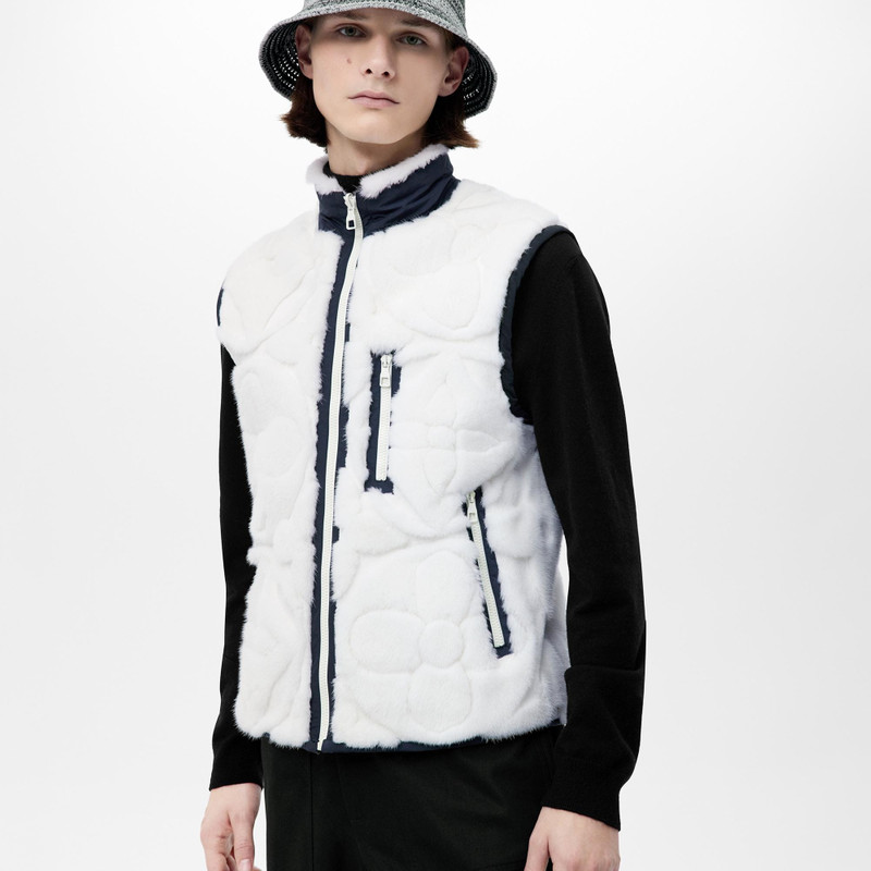 Monogram Flower Intarsia Fur Gilet 3
