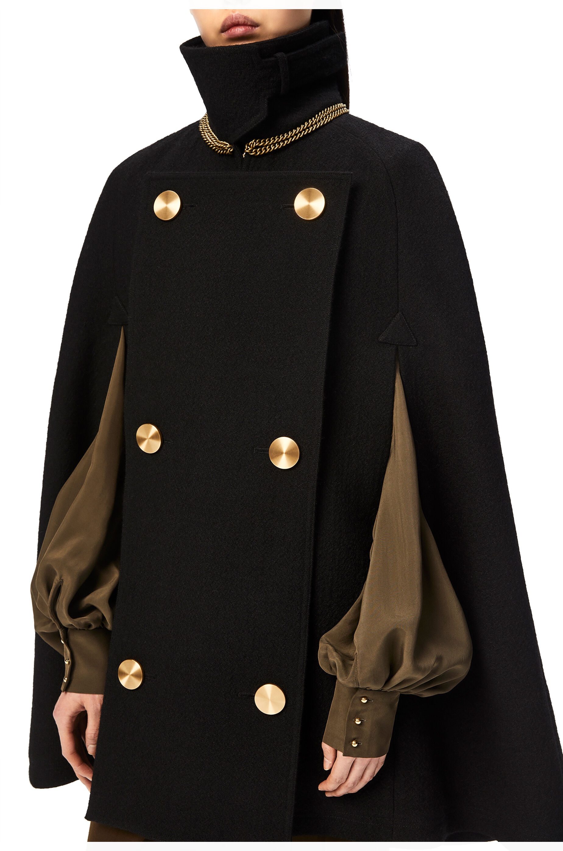 Military cape in wool and cupro - 5