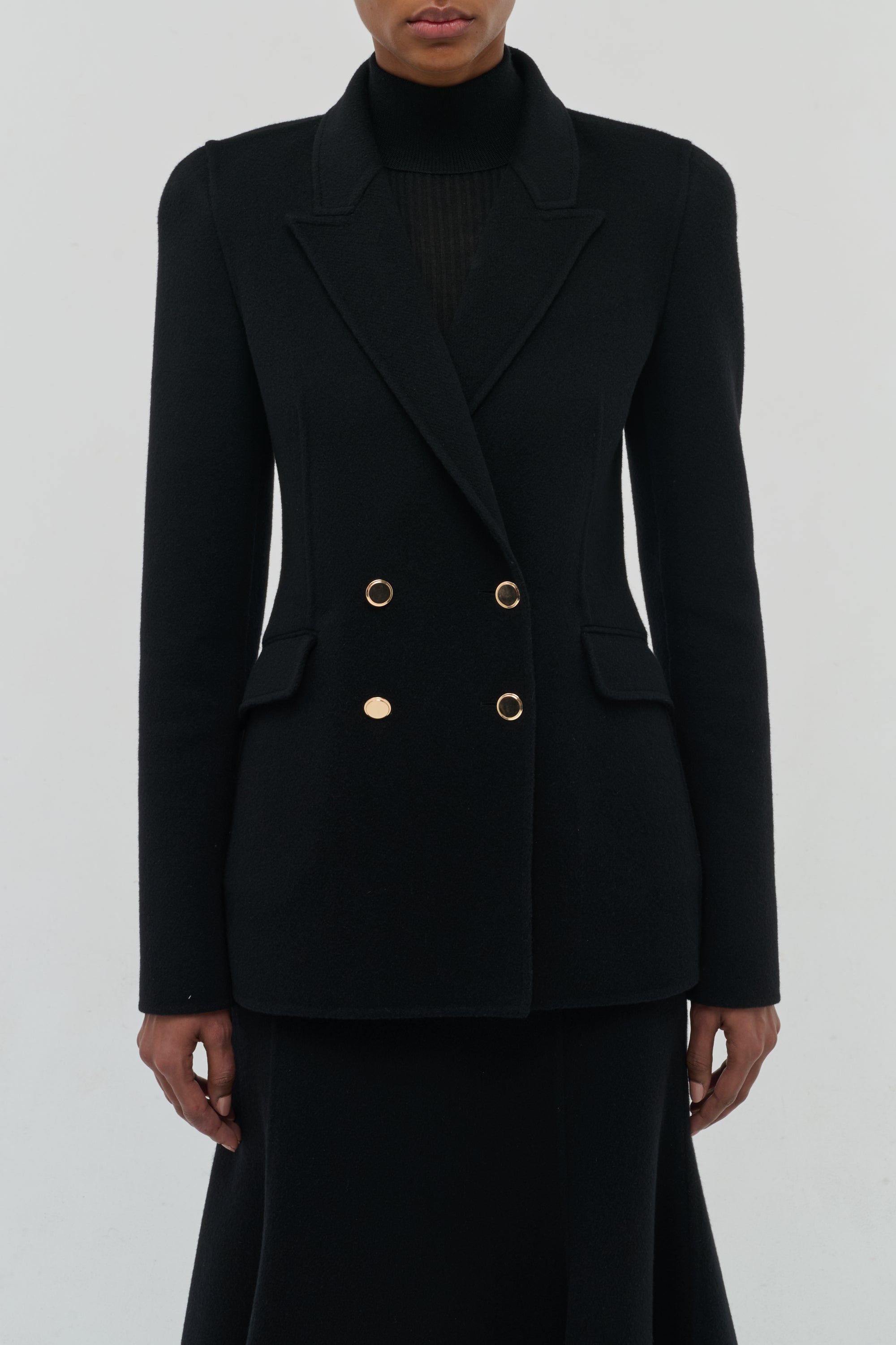 Lloyd Blazer in Black Double-Face Recycled Cashmere - 5