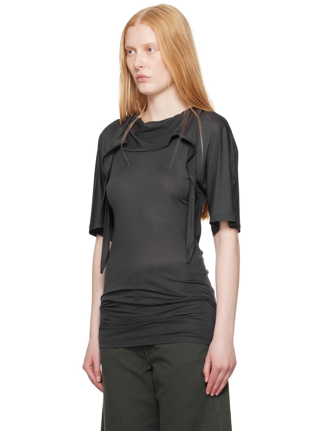Gray Short Sleeve Foulard T-shirt - 4