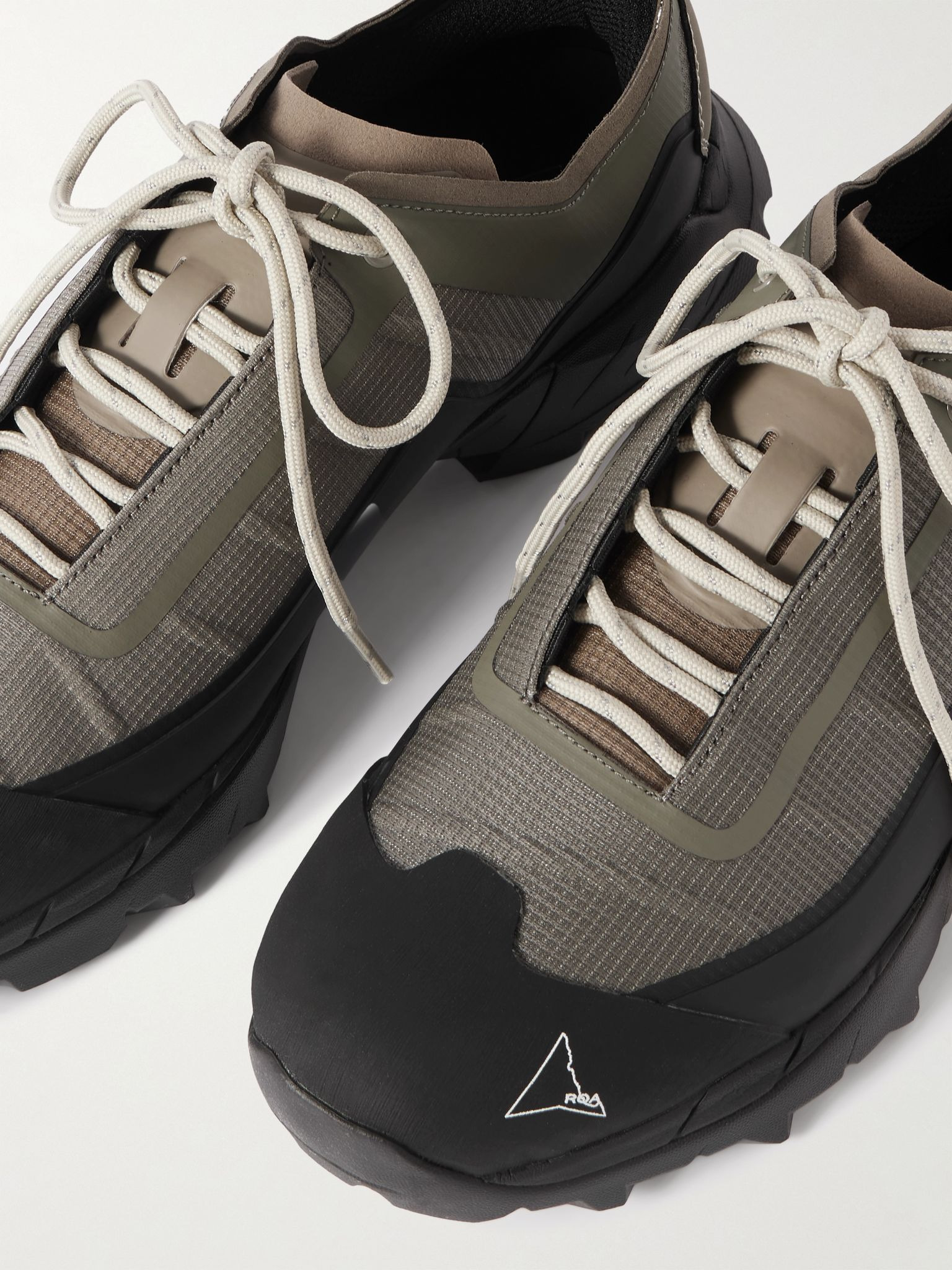 Katharina Light Rubber and Leather-Trimmed Ripstop Sneakers Gray - 5