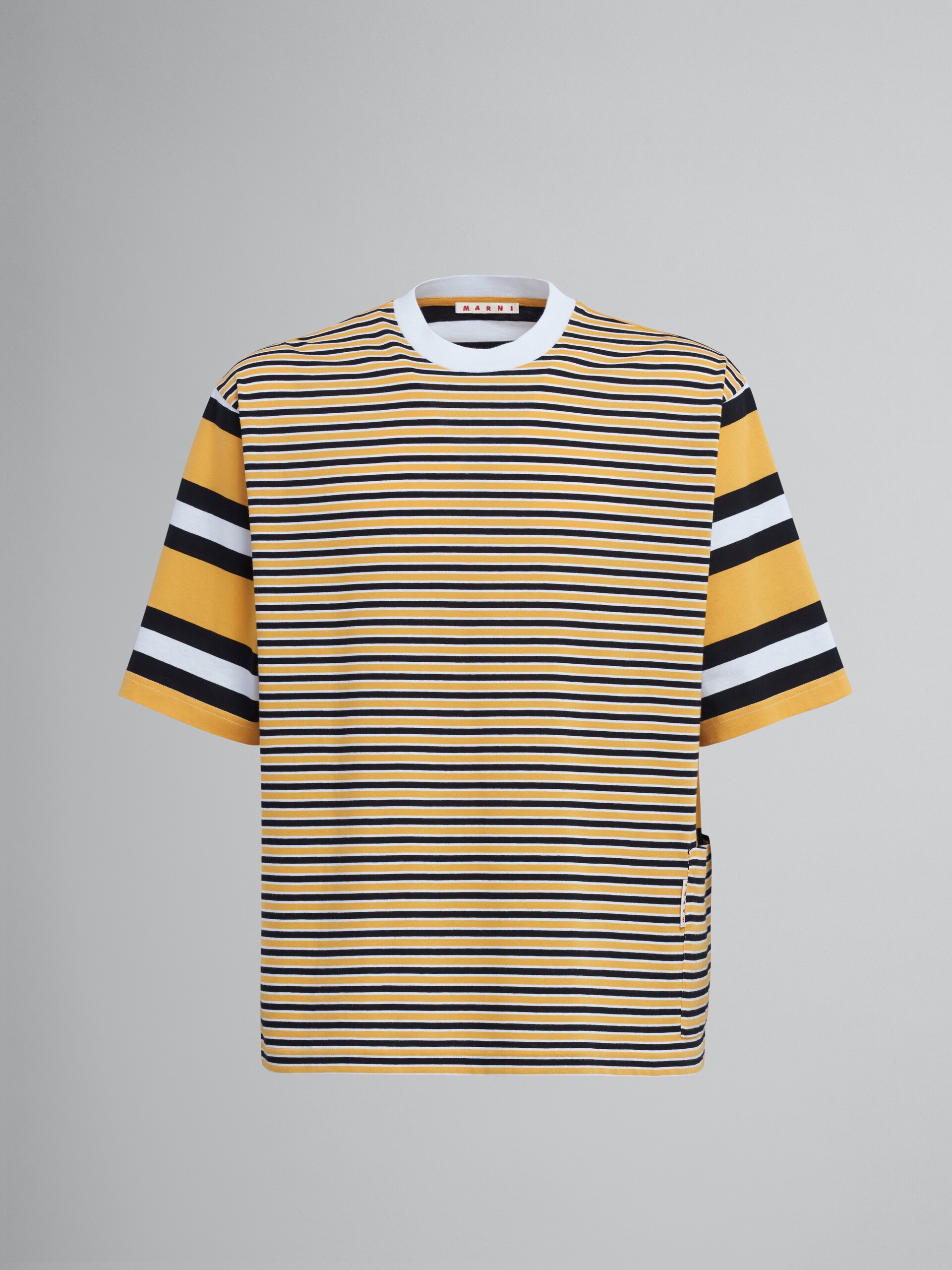 YELLOW STRIPED COTTON JERSEY CREWNECK T-SHIRT - 1