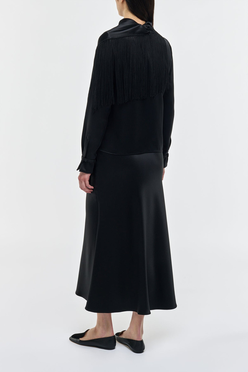 Frei Maxi Skirt in Black Silk Satin 4