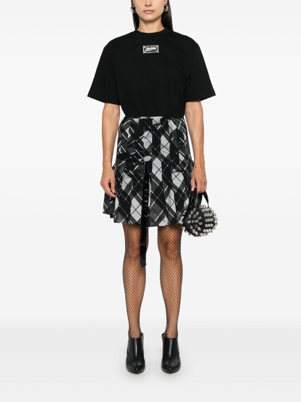 plaid-check mini skirt - 2