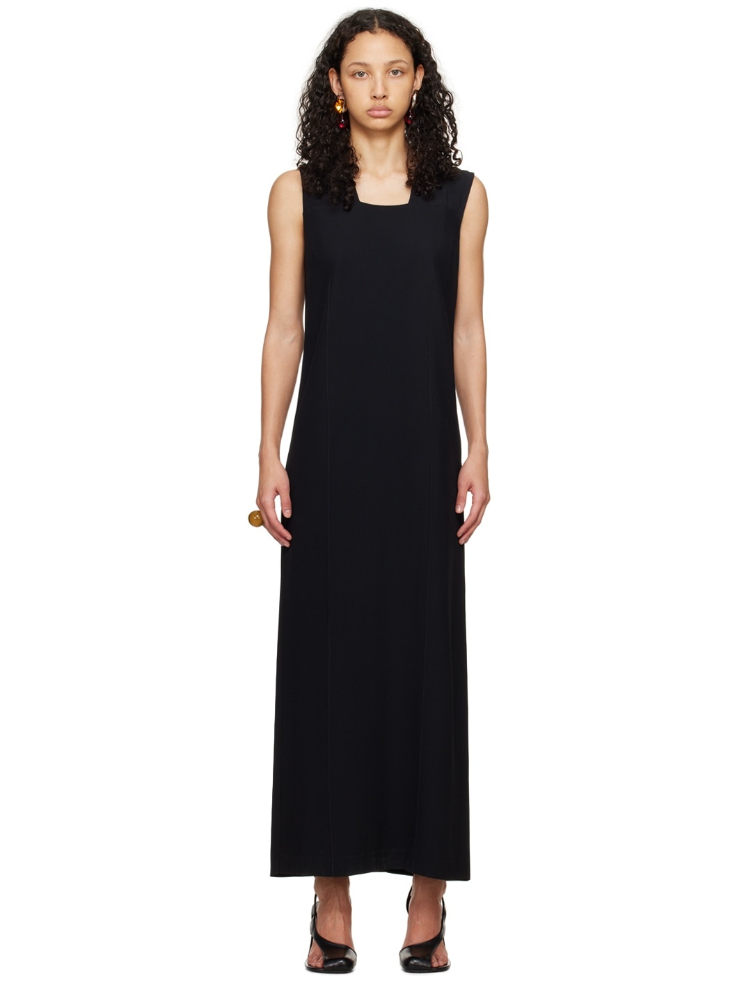 Black Wide Strap Maxi Dress - 1