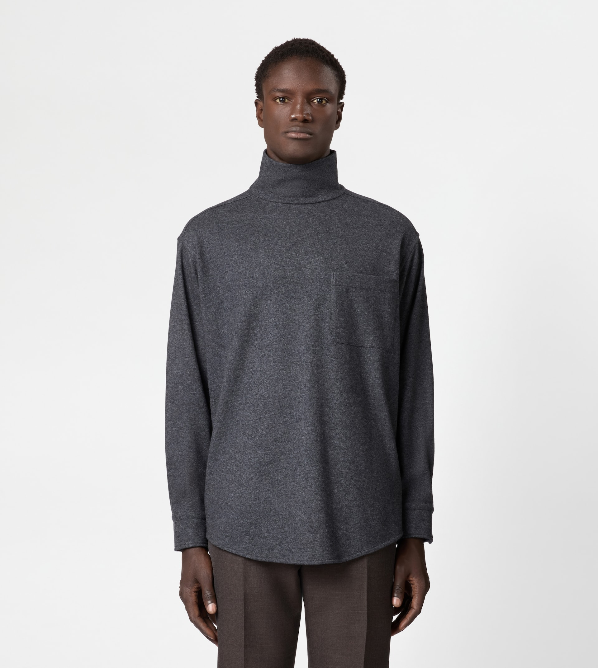 SILK BLEND TURTLENECK - GREY - 3