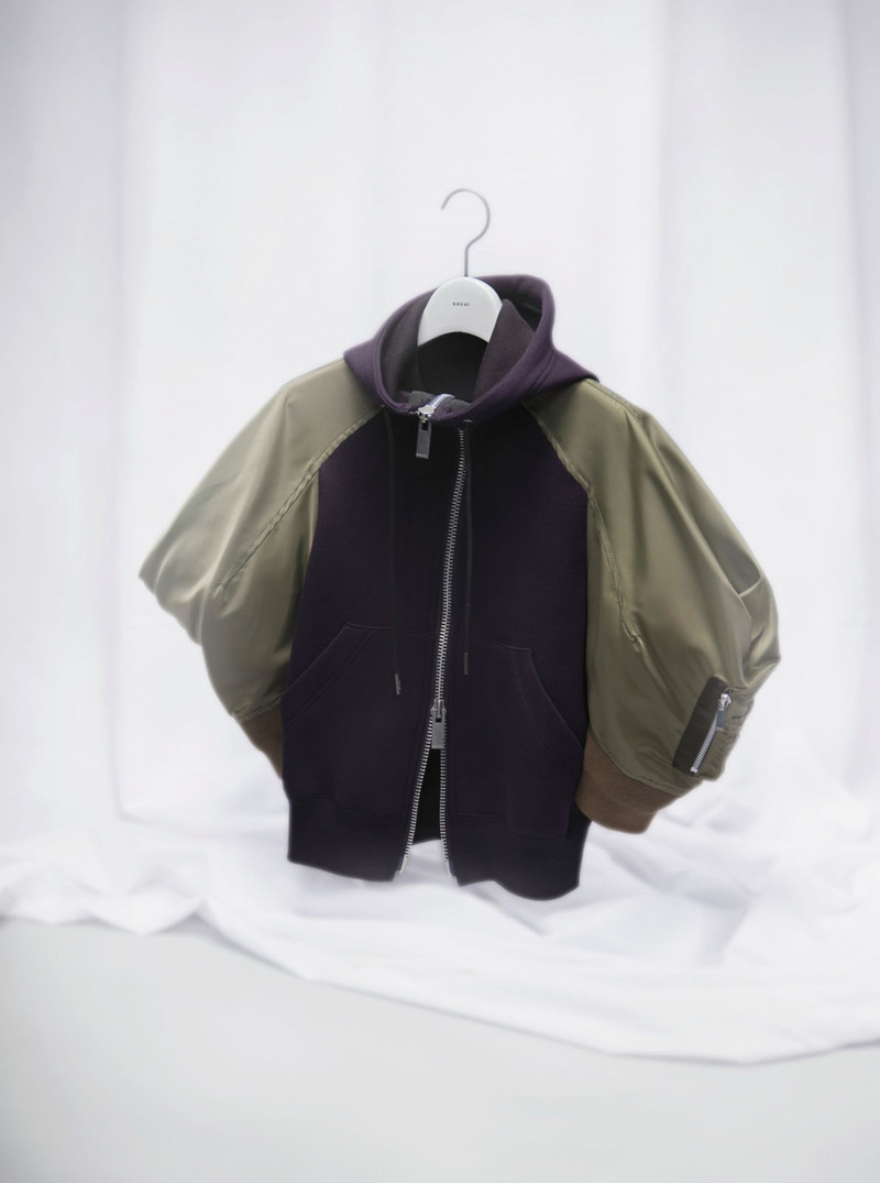 sacai Sponge Sweat x Nylon Twill Hoodie outlook
