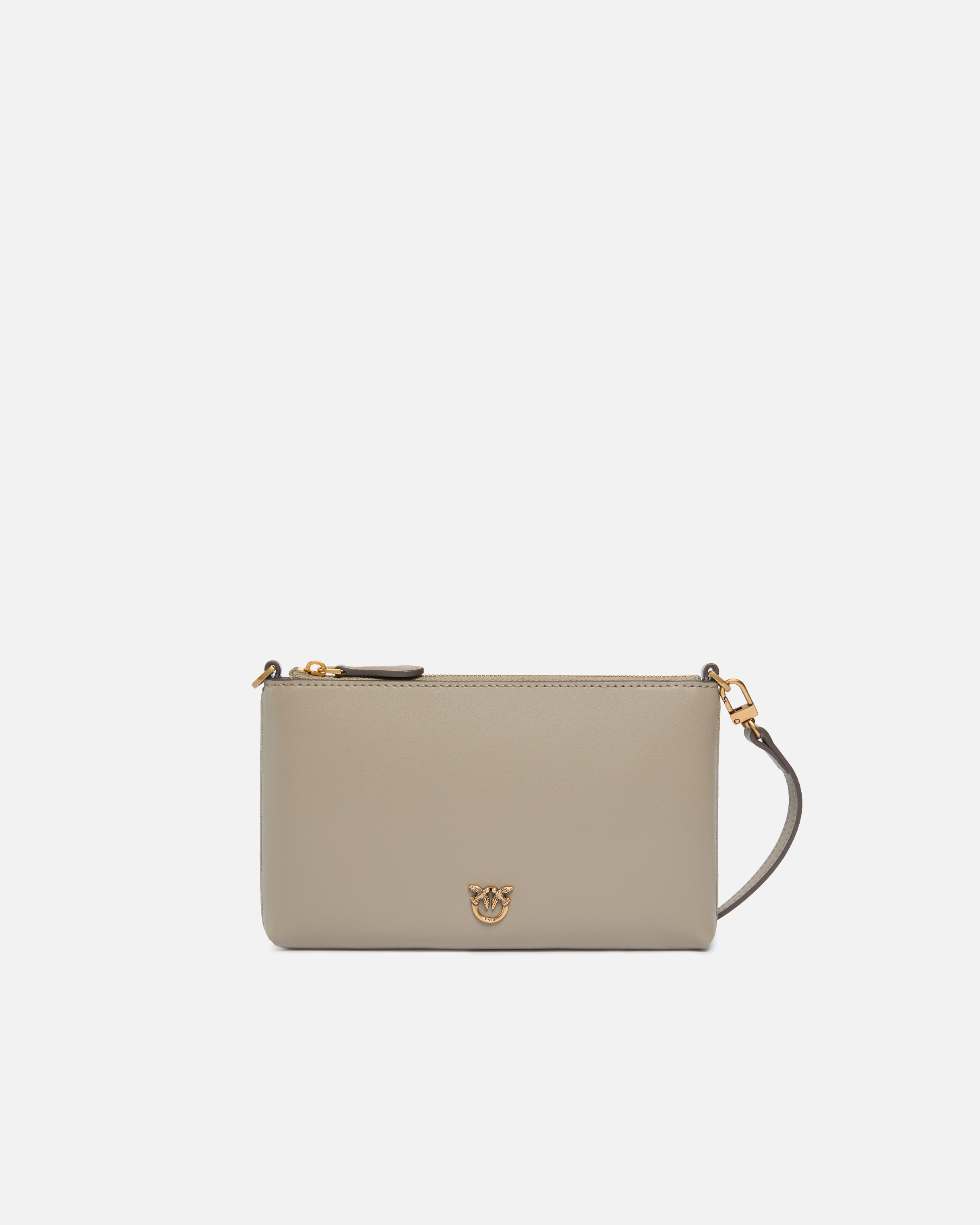 FLAT LEATHER CLUTCH WITH LOVE BIRDS LOGO - 1