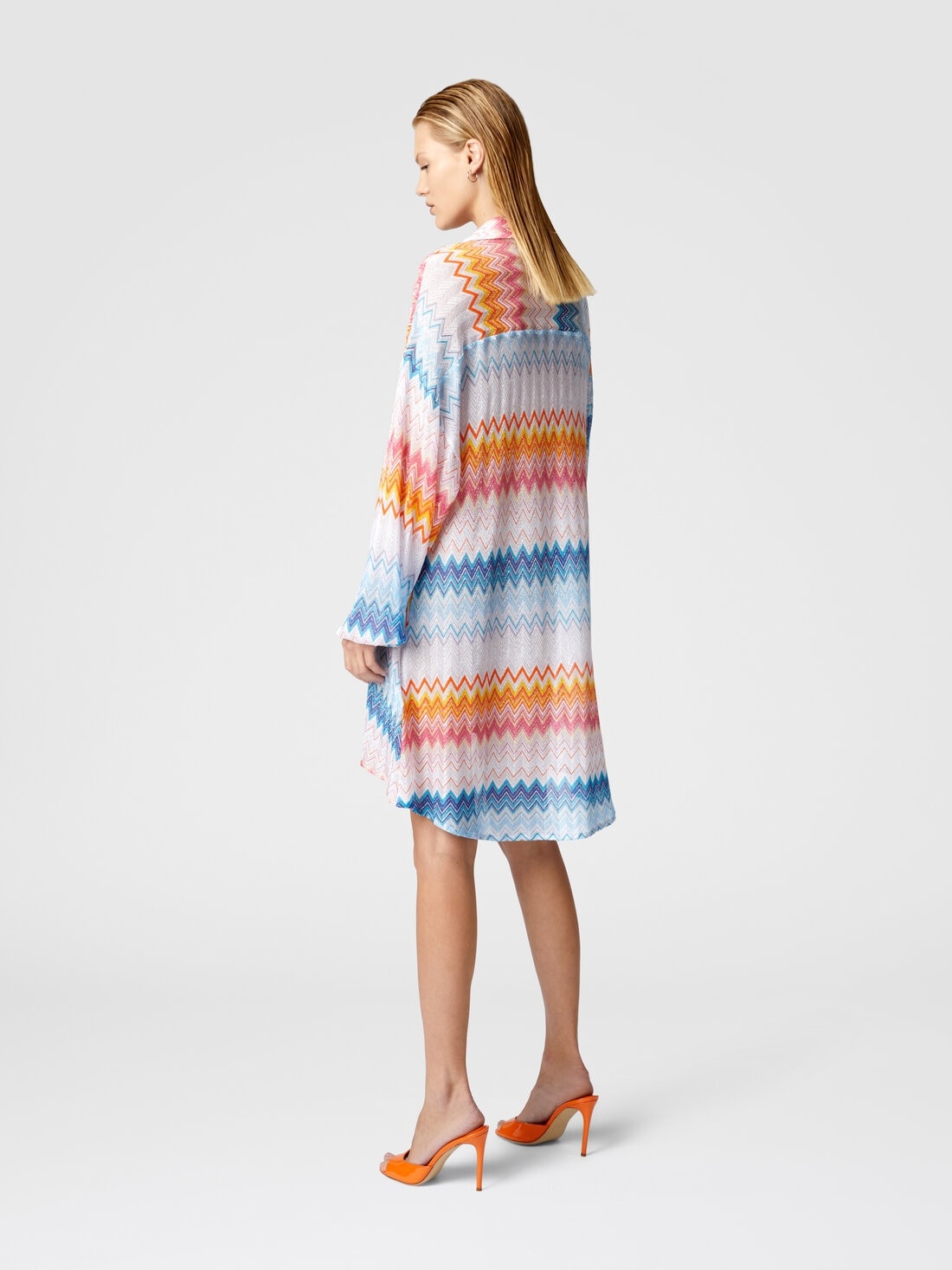 Oversized shirt in zig zag lamé viscose blend - 3