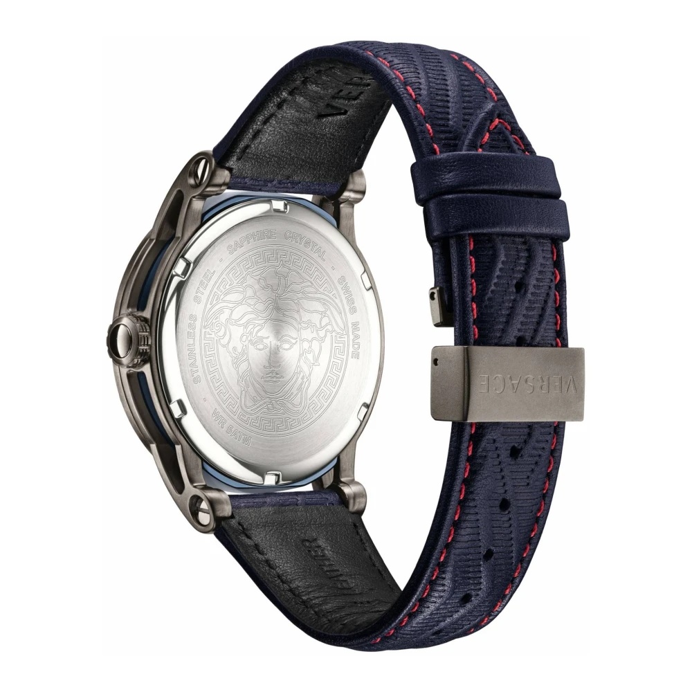 EMPIRE BLUE LEATHER GREY STEEL WATCH - 4