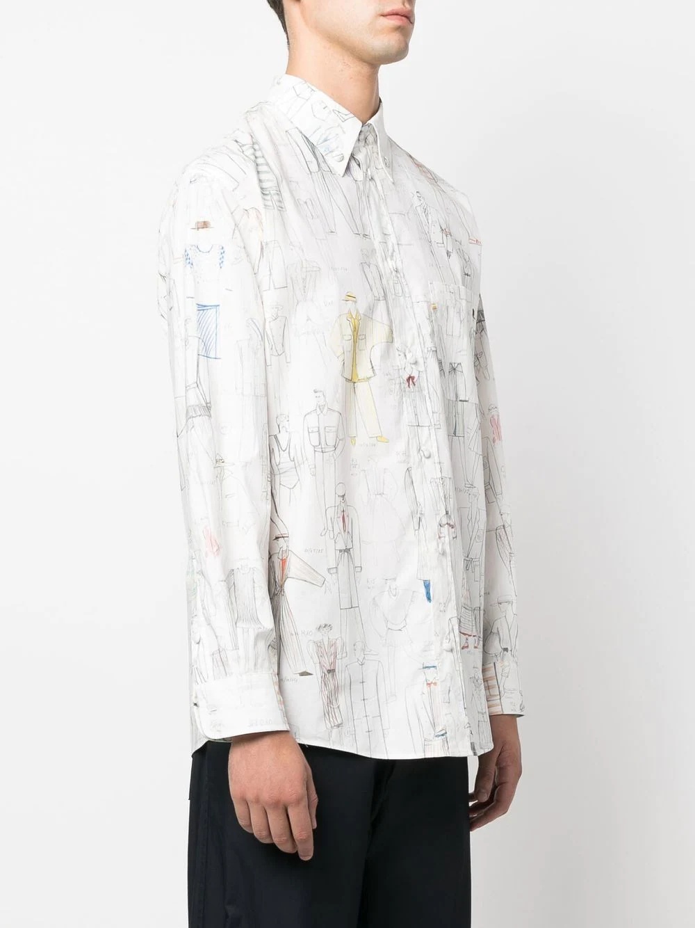 sketch-style print long-sleeve shirt - 3