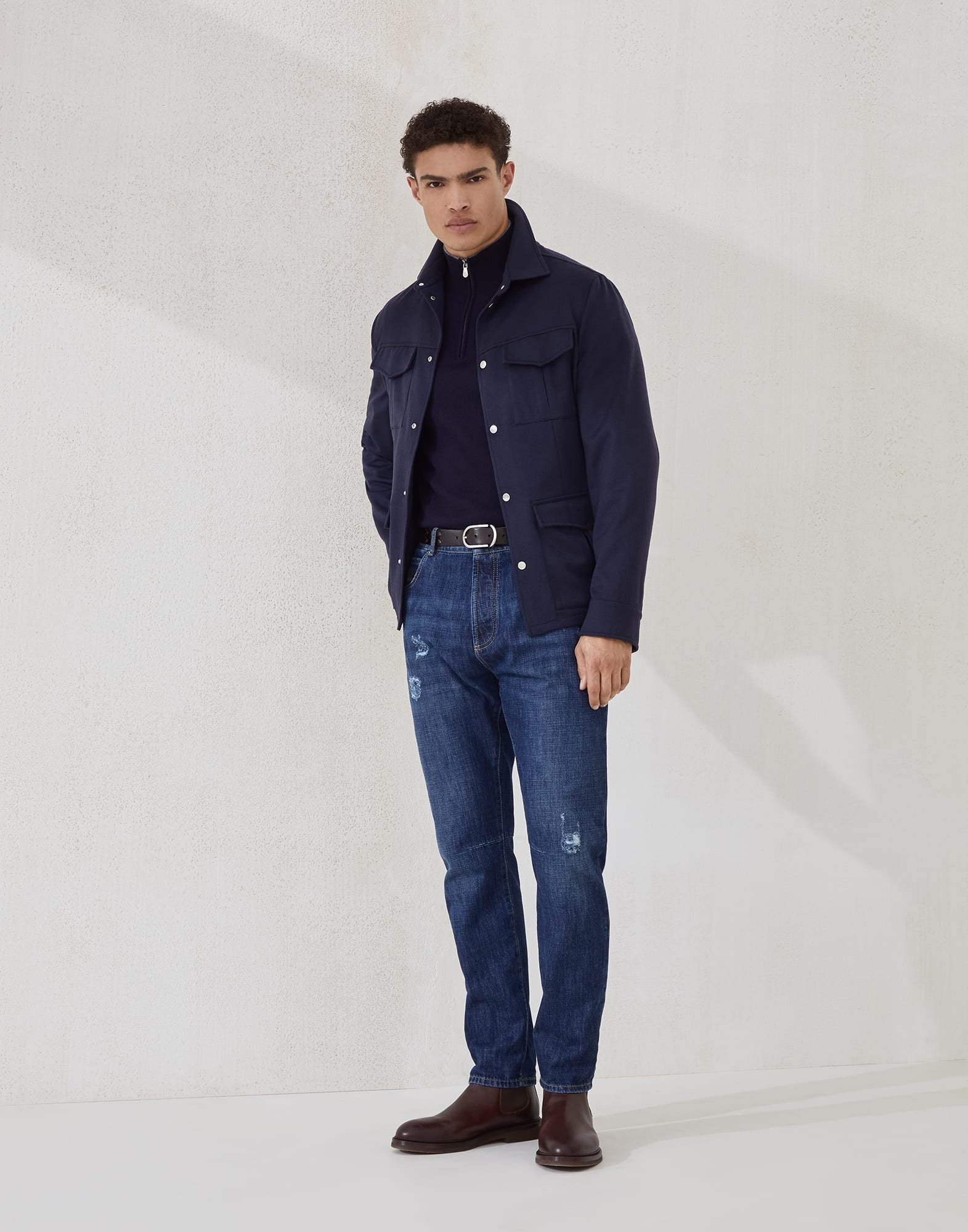 Cashmere sweater with half zip - 5