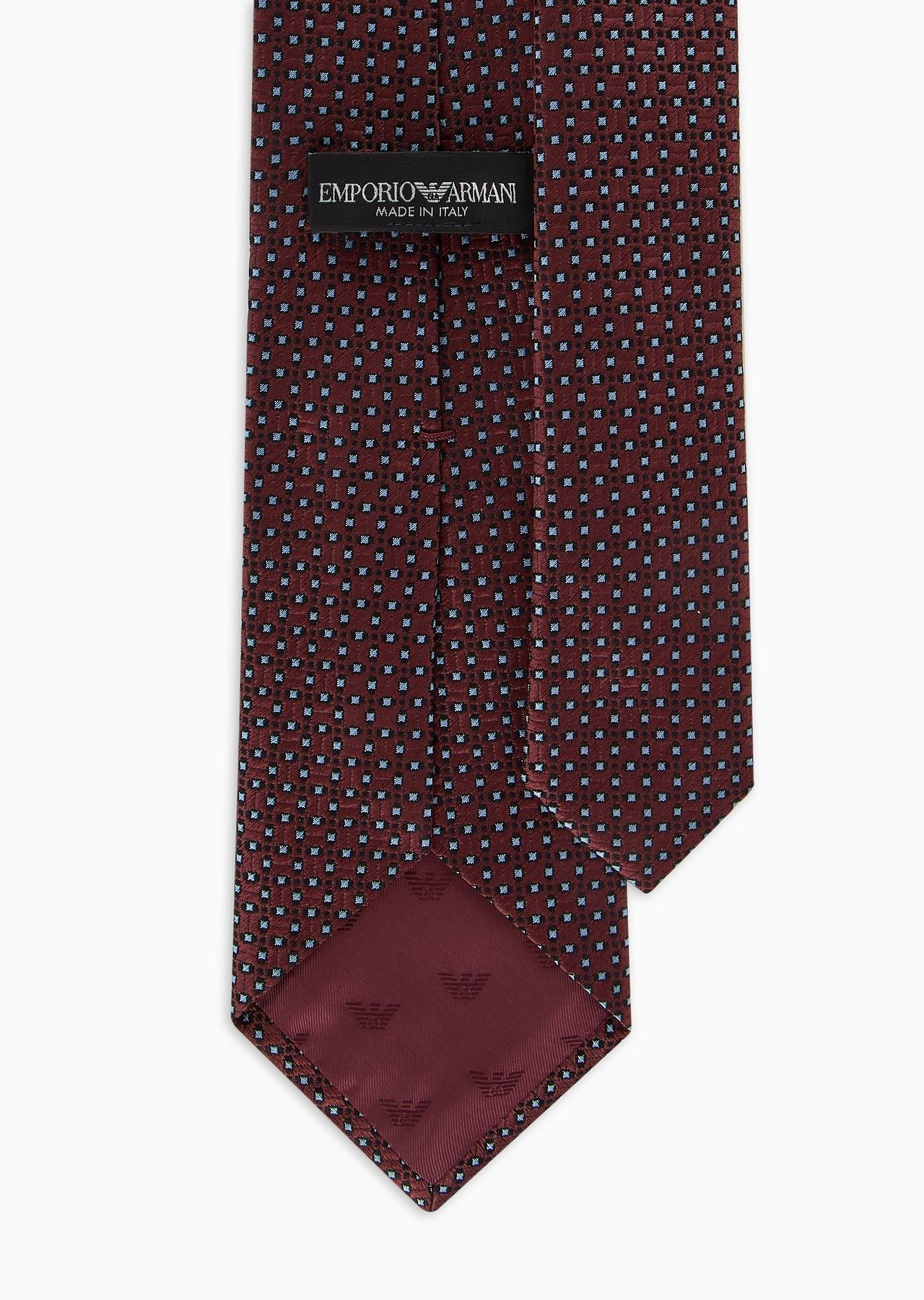 Pure silk tie with jacquard op-art micro pattern - 2