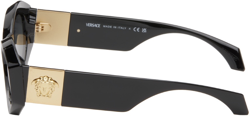 Black Medusa Plaque Irregular Sunglasses - 6