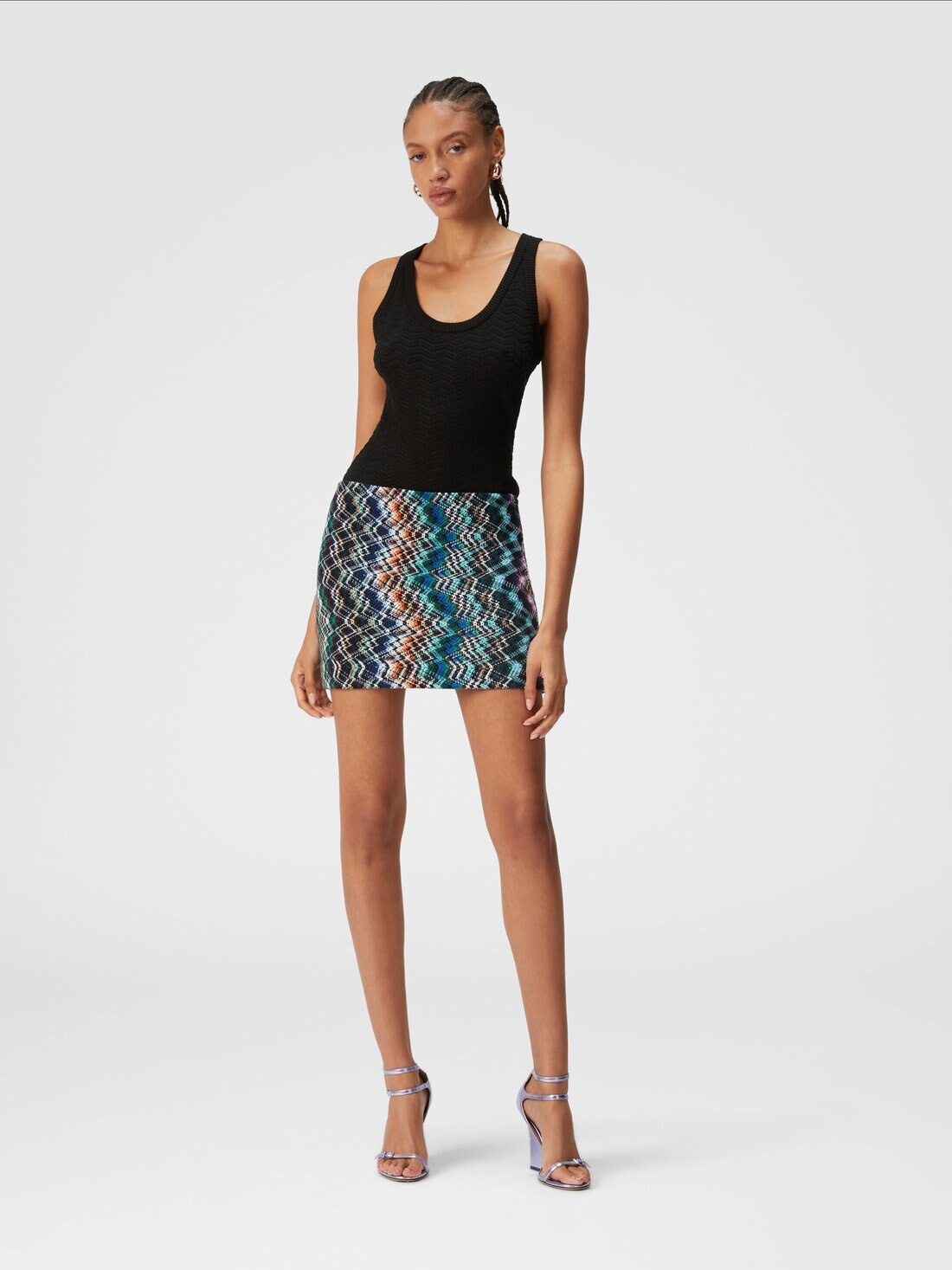 Zigzag wool and cotton miniskirt - 2