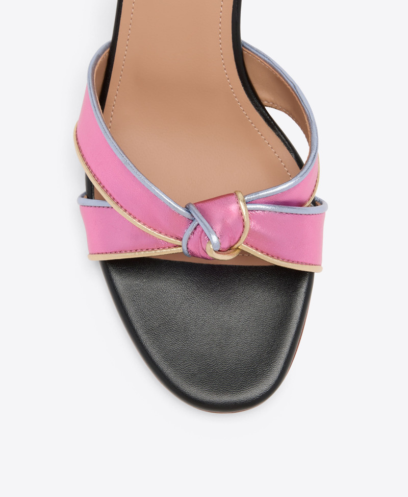 Raquel 45 Pink Knotted Metallic Leather Sandals 4
