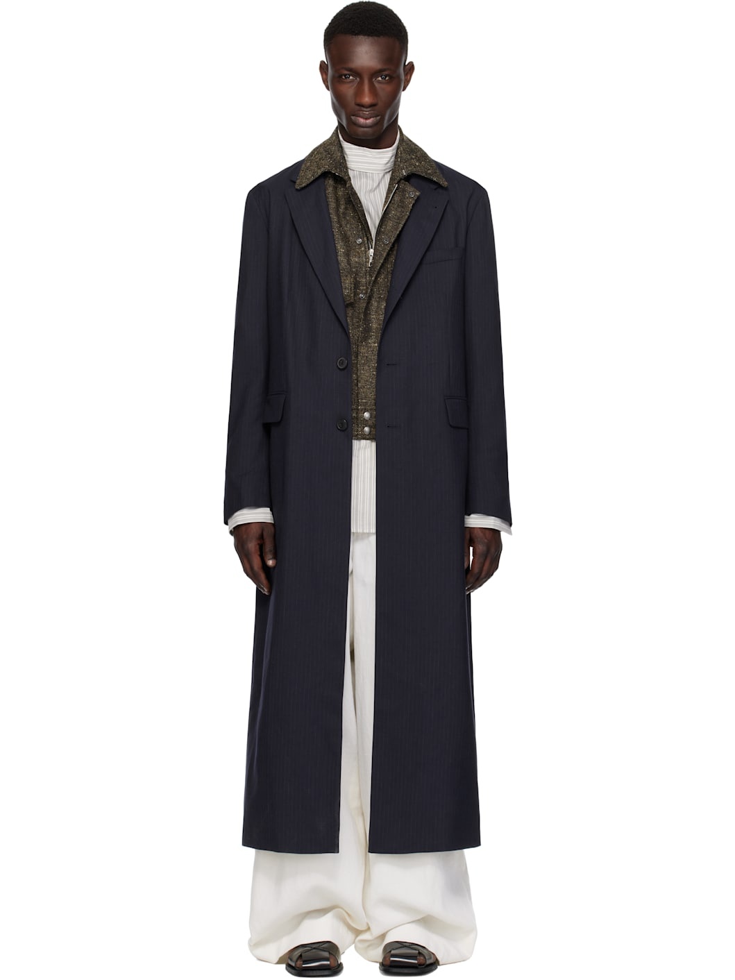 Navy Wool Coat - 1